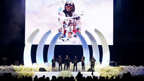 Drake and Justin Bieber were among VIPs celebrating the life of rapper Takeoff | CNN - Arts and Entertainment Byron Cage performs onstage during Takeoff's Celebration of Life.