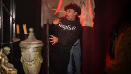 A boy is scared by an actor in one of the two Netherworld haunted houses on Wednesday, October 22, 2025, in Stone Mountain, Ga. Elijah Nouvelage for CNN