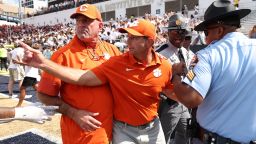 Head coach Dabo Swinney of the Clemson Tigers reacts after their 24-21 loss to the Georgia Tech Yellow Jackets during the game between the Clemson Tigers and Georgia Tech Yellow Jackets at Bobby Dodd Stadium on September 13, 2025 in Atlanta, Georgia.