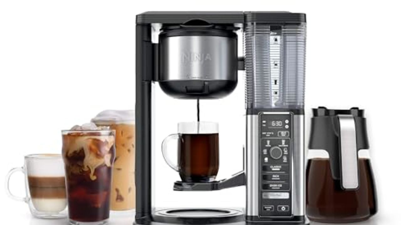 Ninja Specialty Coffee Maker, Hot & Iced Coffee, 6 Brew Styles, 8 Sizes, Small Cup to Travel Mug, 10-Cup Carafe, Fold-Away Frother, Permanent Filter, Removable Reservoir, Black, CM401