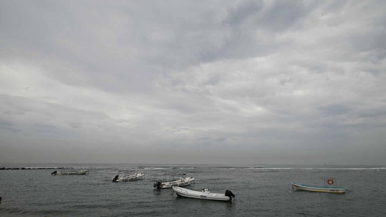 A view of anchored boats as dark clouds caused by Tropical Storm Alberto gather on the horizon, in Veracruz, Mexico  on June 19.