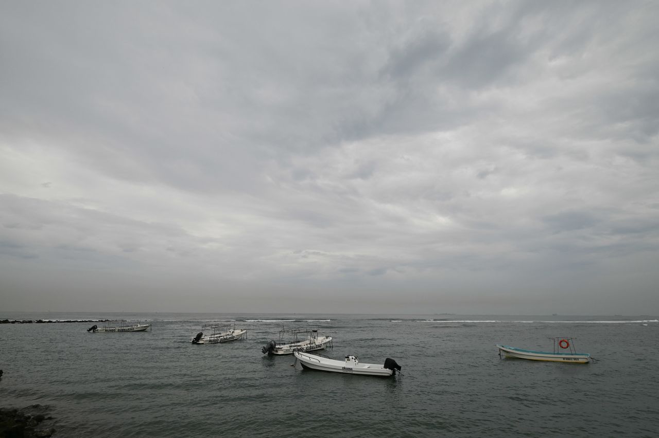 A view of anchored boats as dark clouds caused by Tropical Storm Alberto gather on the horizon, in Veracruz, Mexico  on June 19.