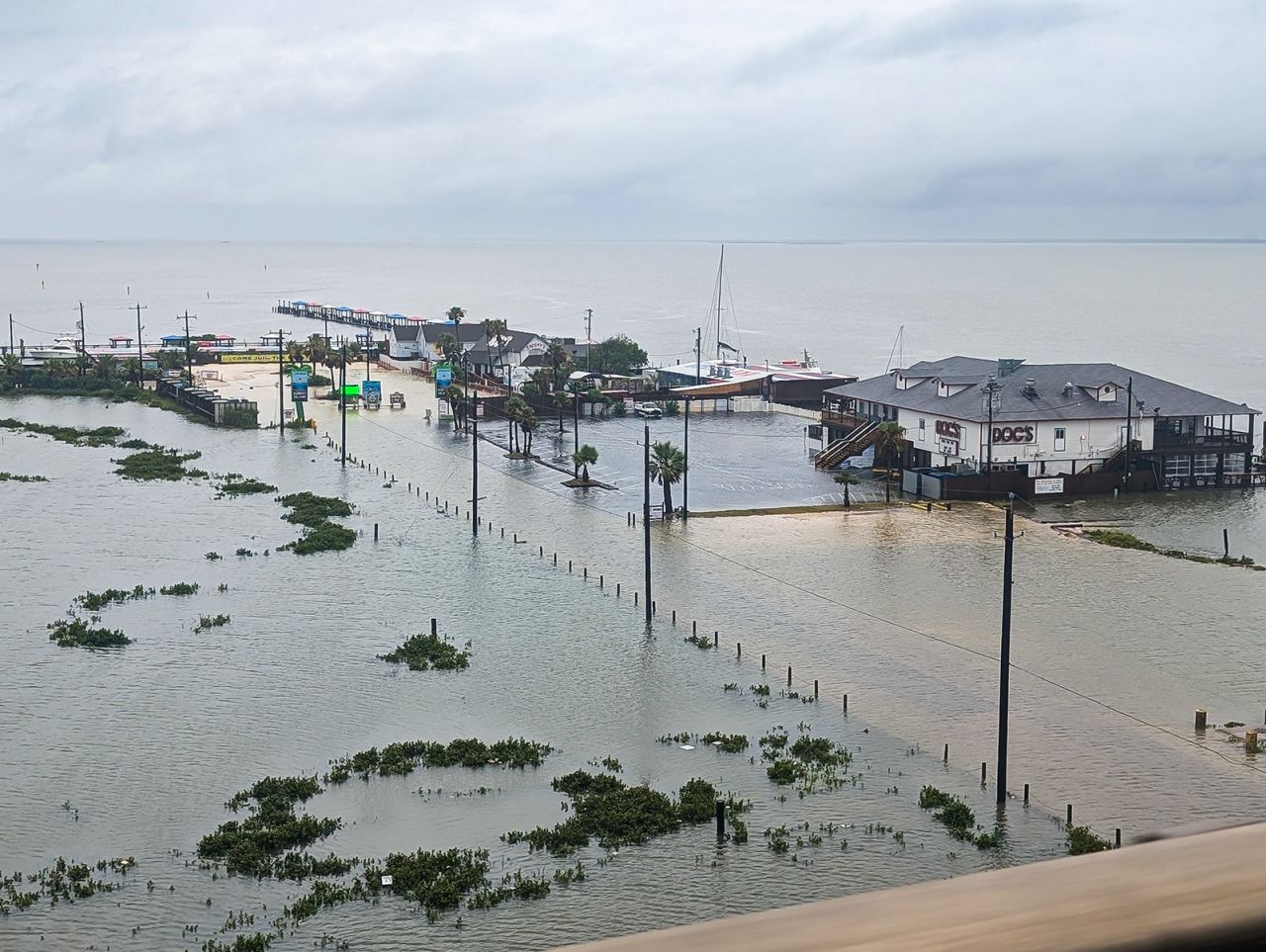 Flooded roadways and parking lots, seen in Corpus Christi, Texas on June 19.