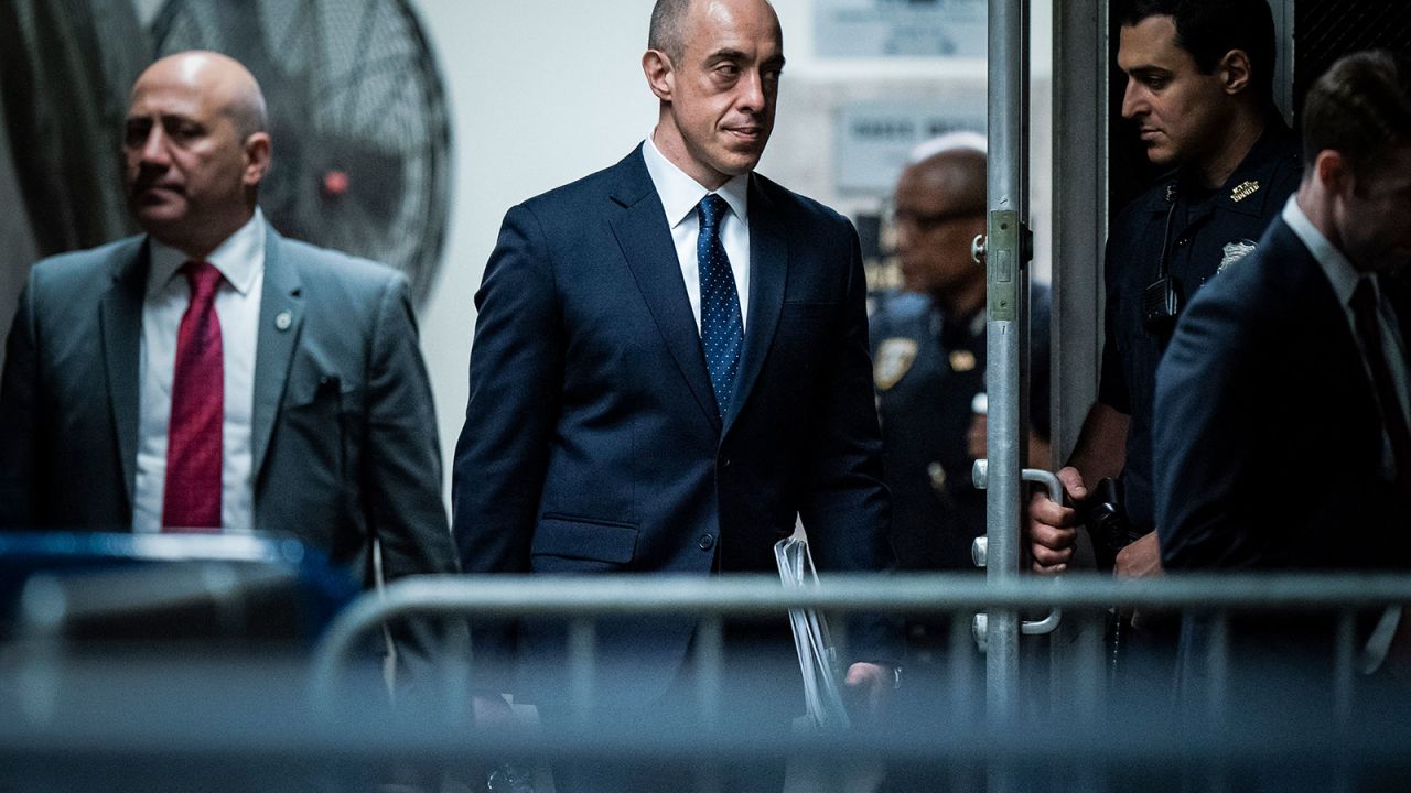 In this May 29 photo, Emil Bove arrives at Manhattan Criminal Court in New York City.