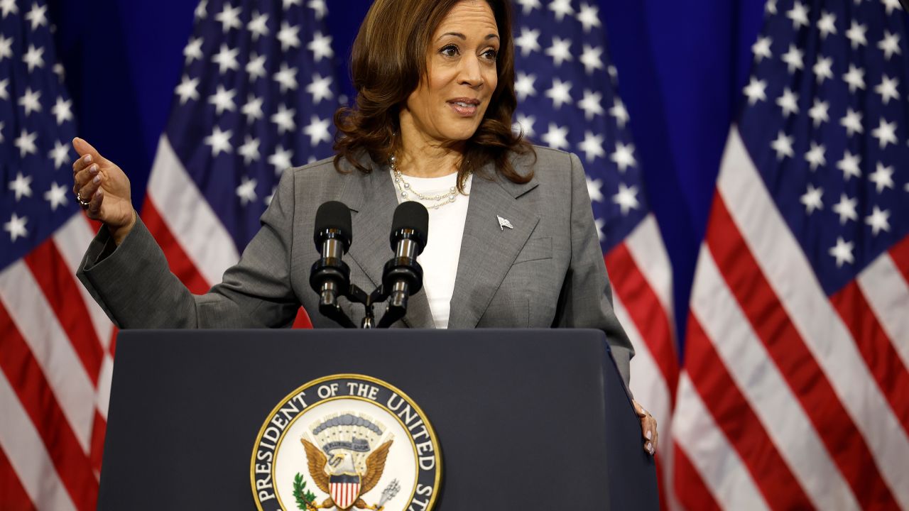 Vice President Kamala Harris delivers remarks at the University of Maryland in College Park, Maryland, on Monday.