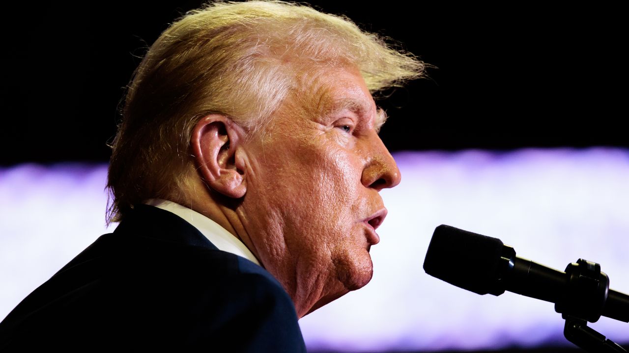 Former US President Donald Trump speaks during a campaign event at the Liacouras Center at Temple University in Philadelphia, Pennsylvania, on June 22.