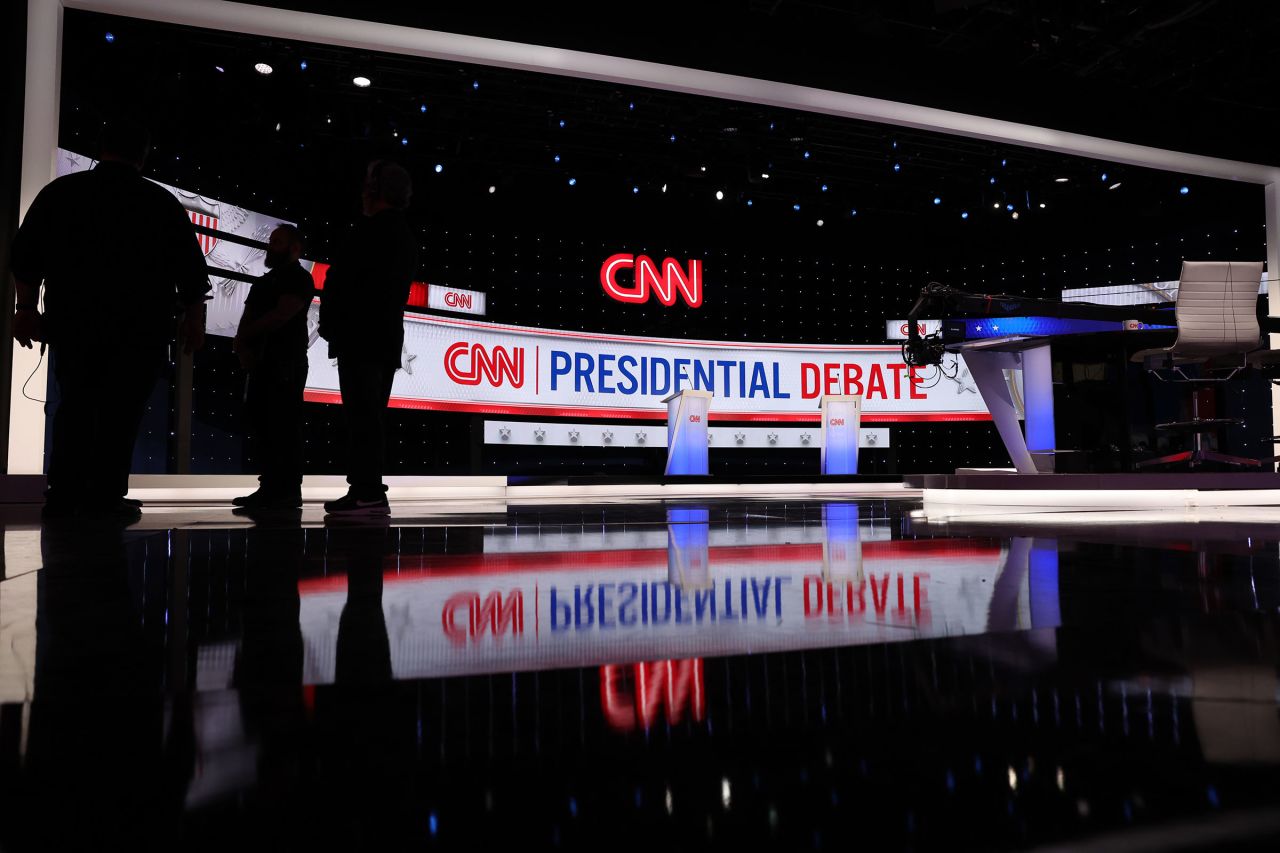 The stage is set ahead of the CNN Presidential Debate in Atlanta on June 27.