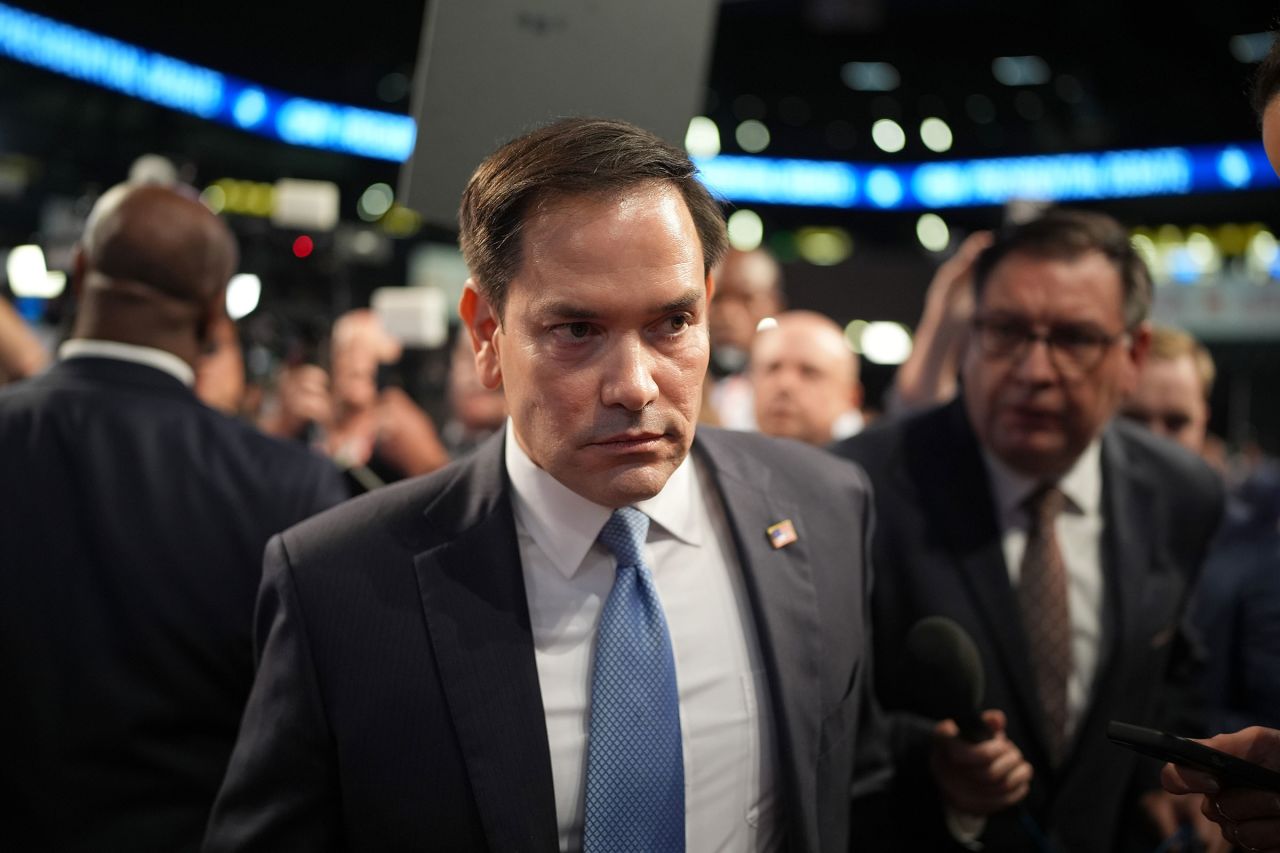 Sen. Marco Rubio speaks to reporters in the spin room following the CNN Presidential Debate between President Joe Biden and Republican presidential candidate, former President Donald Trump at the McCamish Pavilion on the Georgia Institute of Technology campus on June 27 in Atlanta, Georgia.