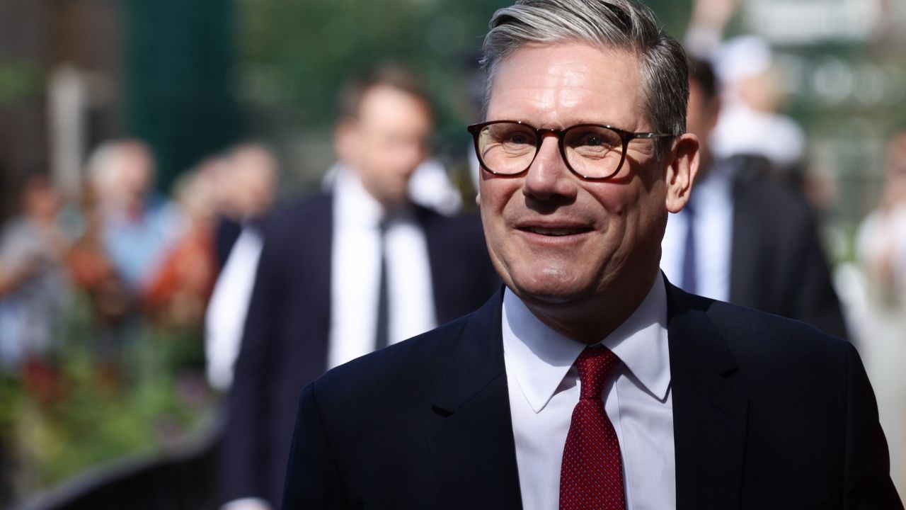 UK Labour Party leader Keir Starmer arrives at a polling station in London on July 4. 