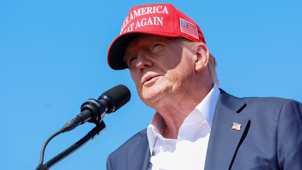 Former President Donald Trump speaks at a campaign rally in Chesapeake, Virginia, on June 28. 