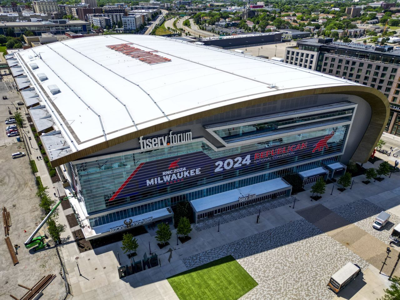 The Fiserv Forum in Milwaukee is seen on June 27.