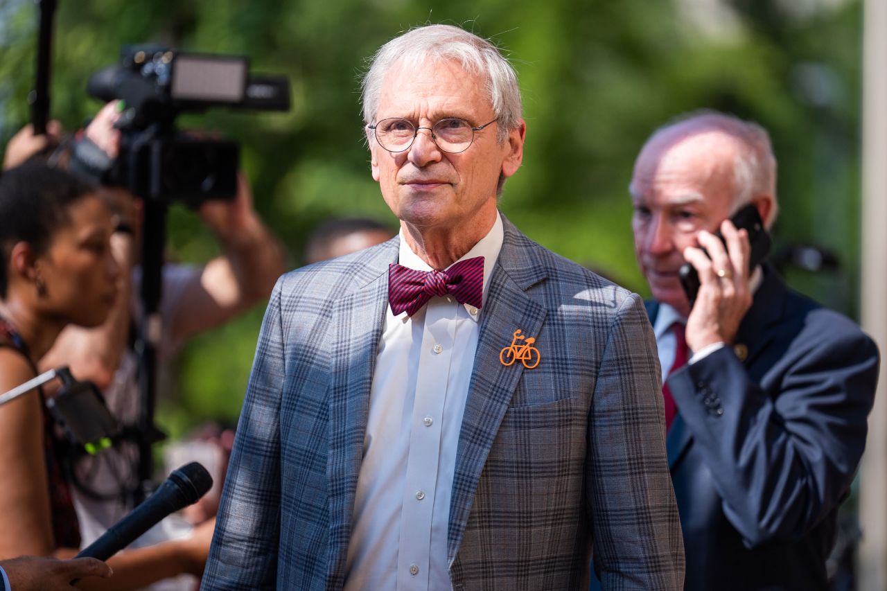 Rep. Earl Blumenauer of Oregon leaves a meeting of the House Democratic Caucus about the candidacy of President Joe Biden at the Democratic National Committee on July 9. 