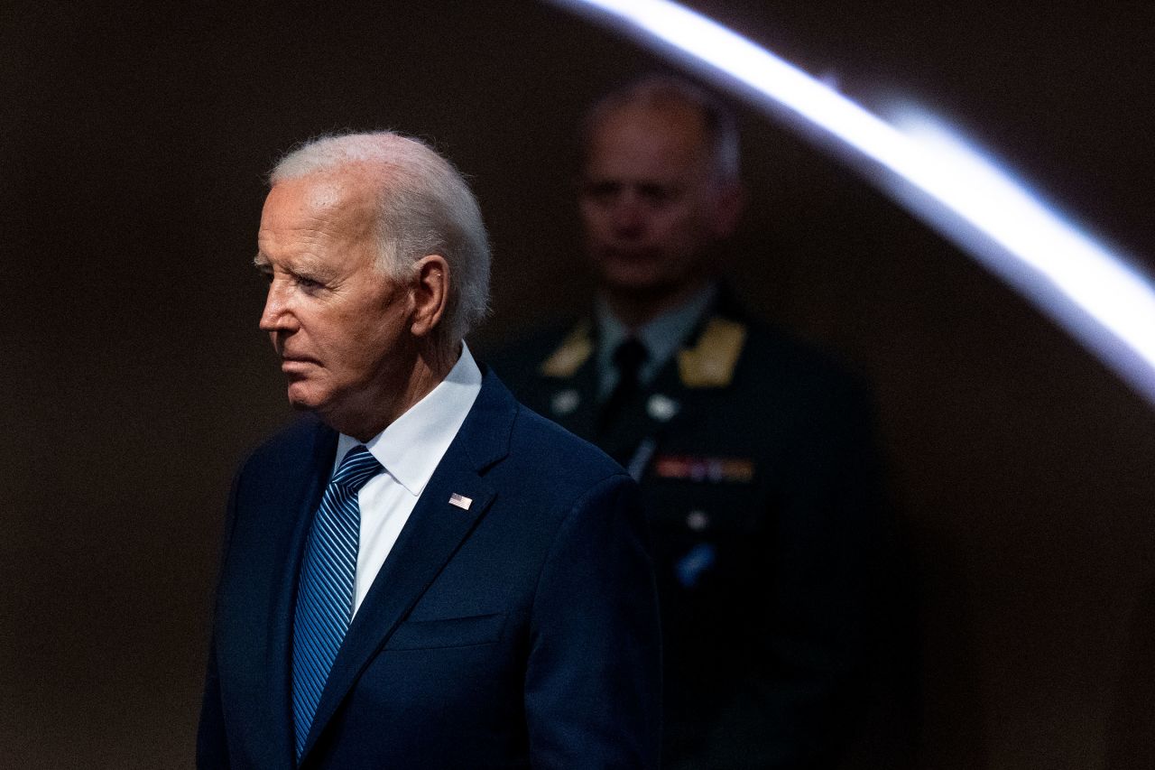 President Joe Biden arrives for the NATO summit in Washington, DC, on July 10.