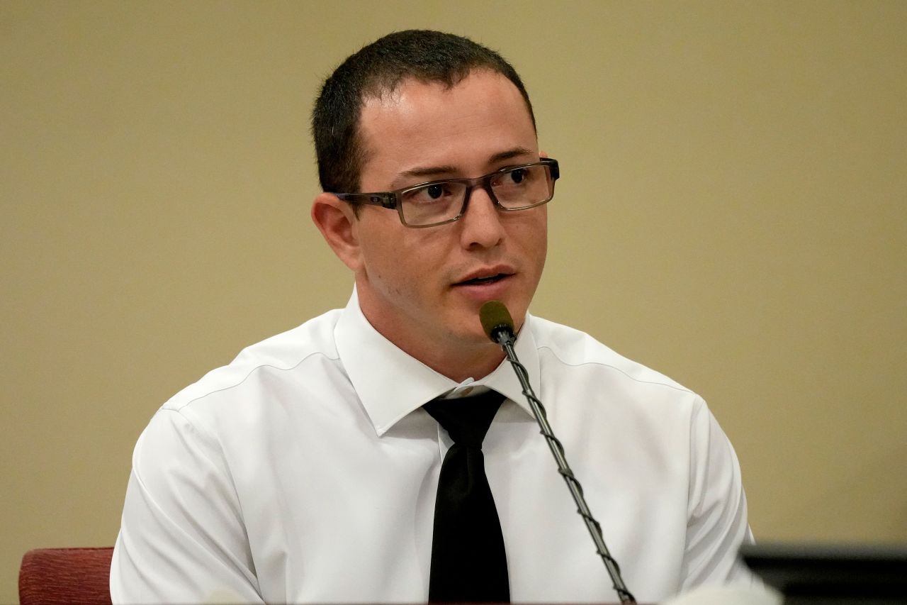 Law enforcement officer Nicholas Lefleur testifies on July 10. 