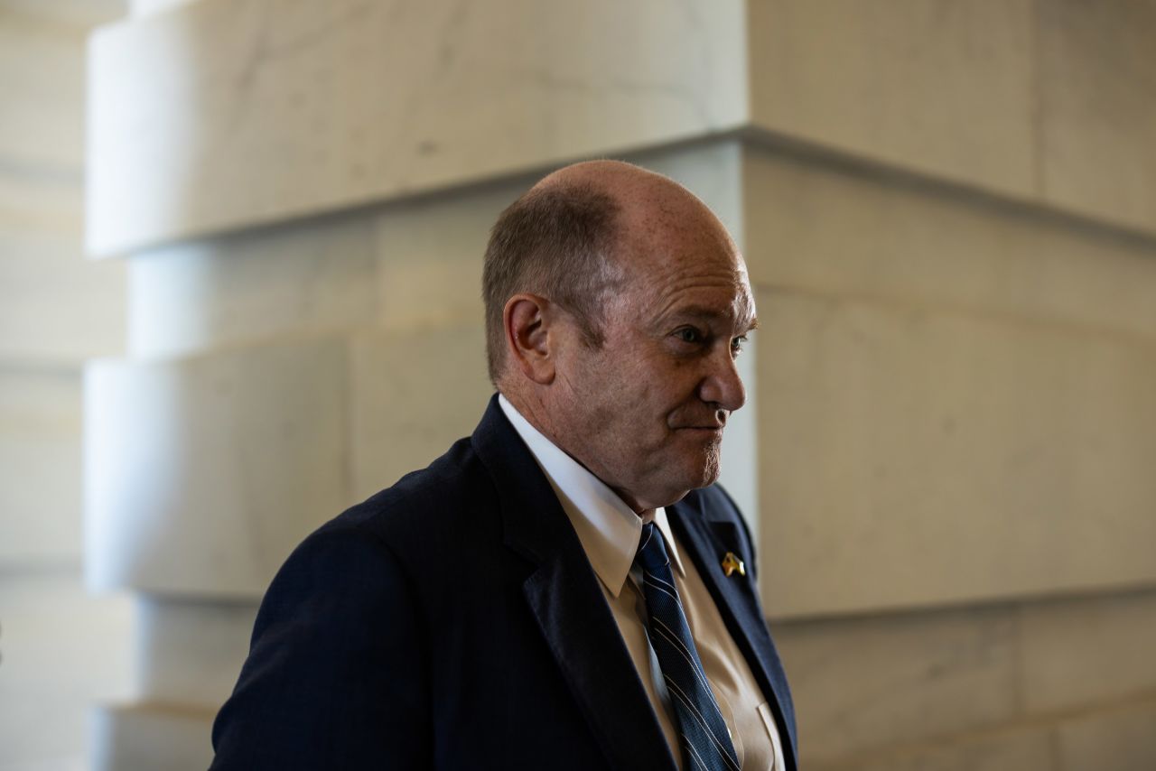 Democrat Sen. Chris Coons is pictured as he arrives at the US Capitol in Washington, DC on July 11. 