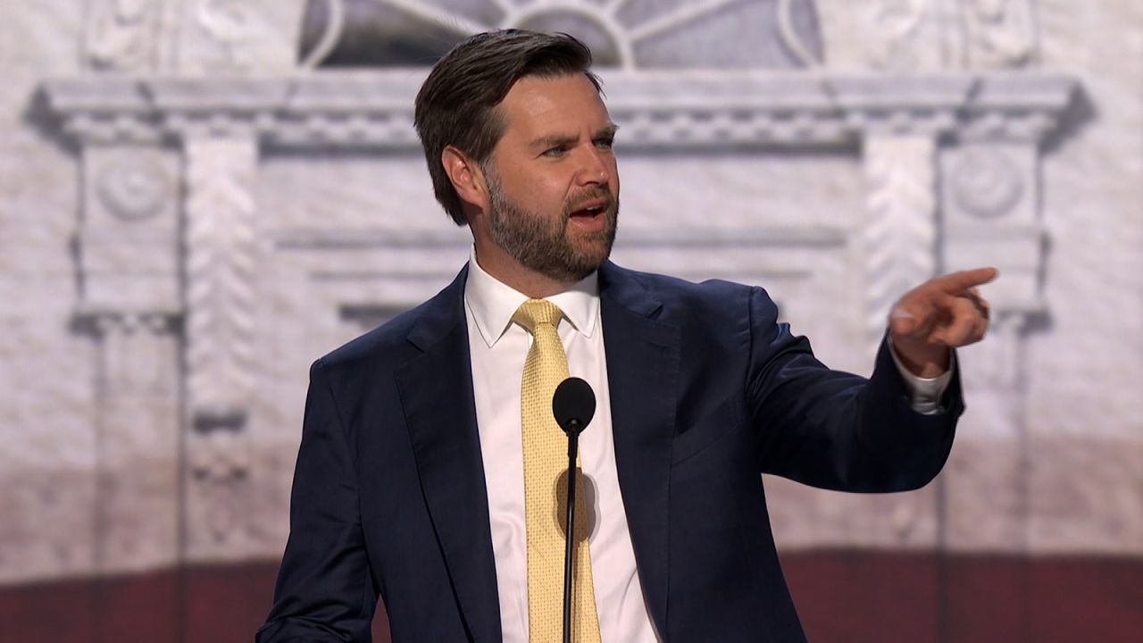 Sen. JD Vance takes part in a walk through on the RNC stage on Tuesday, July 16.