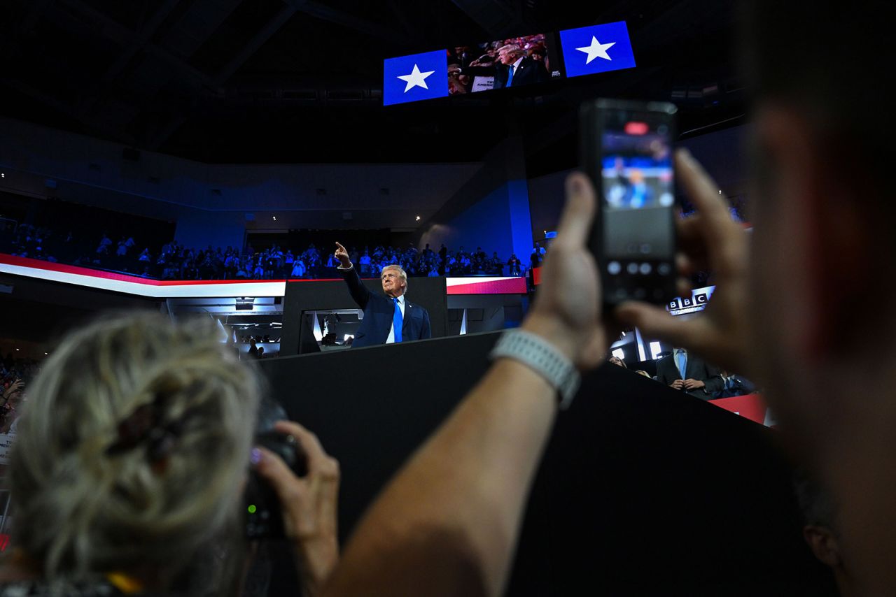 Former President Donald Trump attends the 2024 Republican National Convention hosted at the Fiserv Forum in Milwaukee, Wisconsin, on July 16.