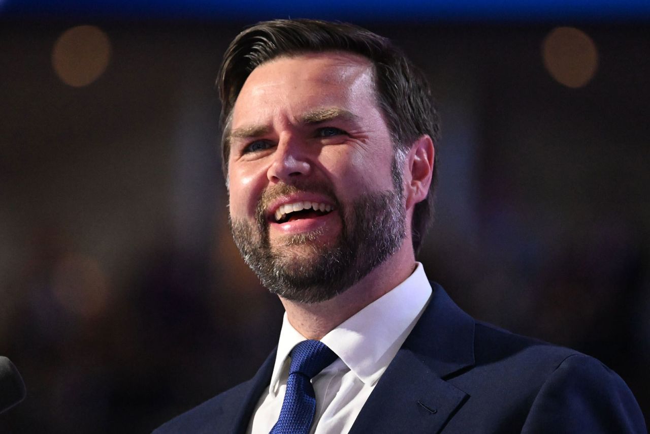 Sen. JD Vance speaks on the third night of the Republican National Convention on Wednesday, July 17, in Milwaukee.