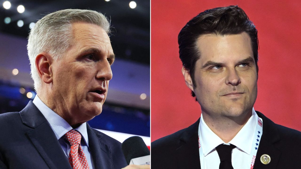 Former House Speaker Kevin McCarthy and Rep. Matt Gaetz. 