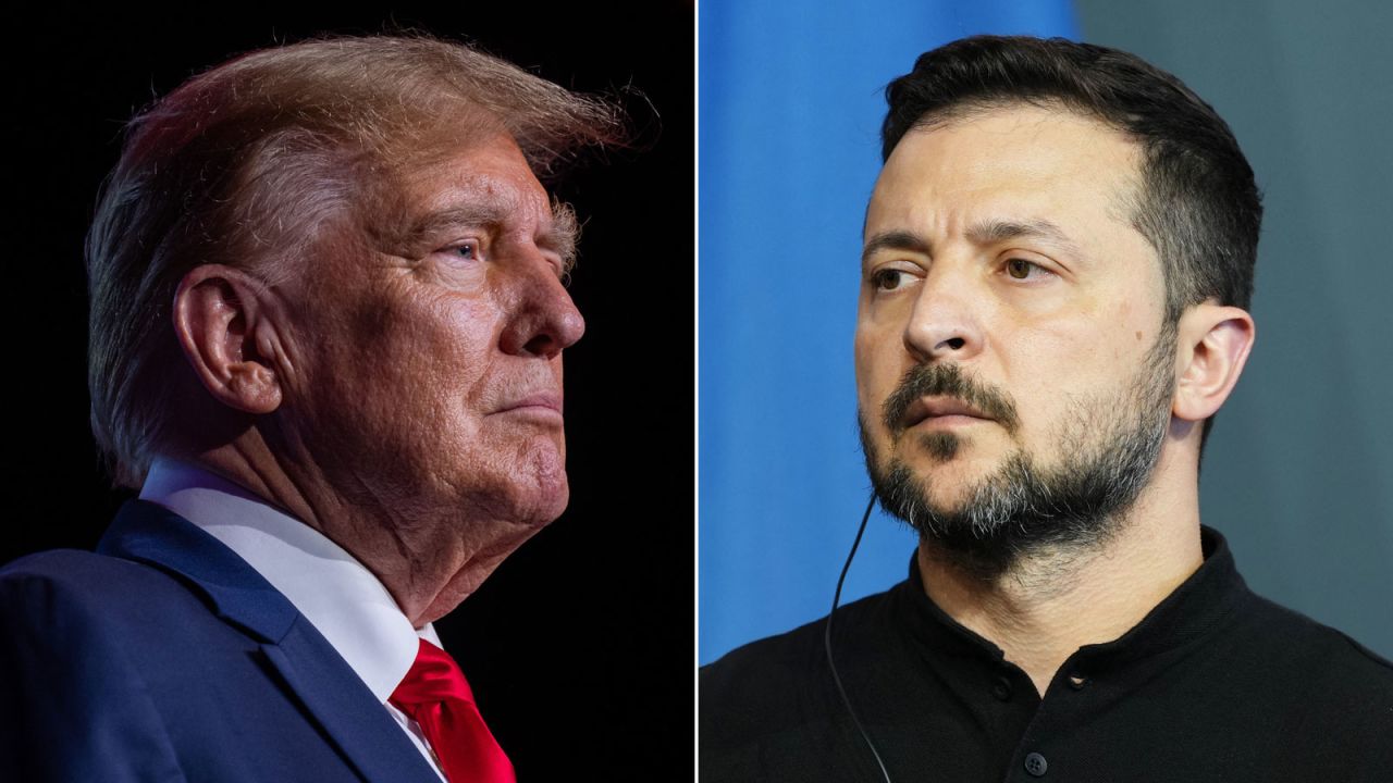 Former President Donald Trump and Ukrainian President Volodymyr Zelensky. 