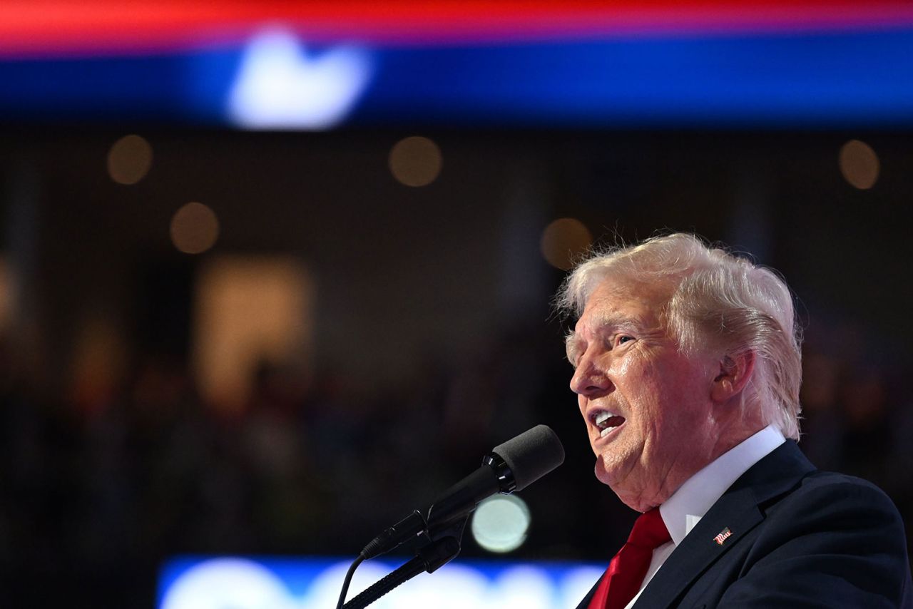 Former President Donald Trump speaks on Thursday, July 18, during the Republican National Convention in Milwaukee.