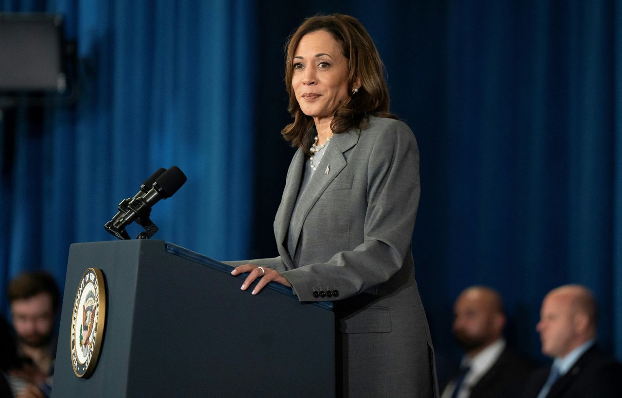 Vice President Kamala Harris speaks at a campaign event on July 11, in Greensboro, North Carolina. 