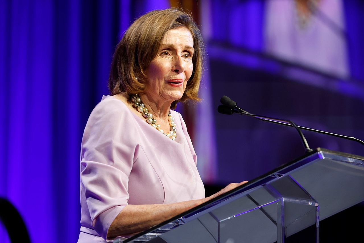 Democratic Speaker Emerita Nancy Pelosi speaks at the North Carolina Democratic "Unity Dinner" fundraiser in Raleigh, North Carolina on July 20.