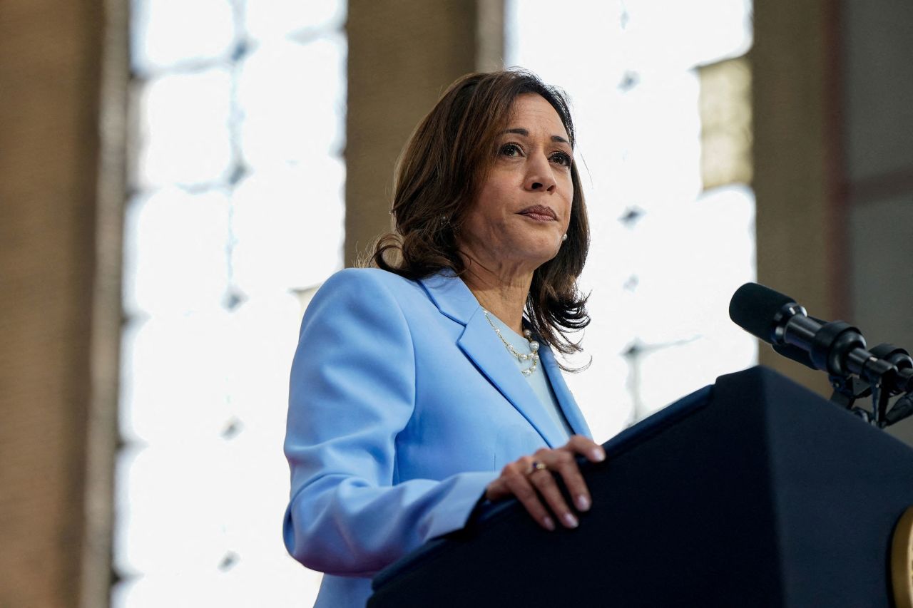 Vice President Kamala Harris speaks at a campaign event in Philadelphia on May 29. 