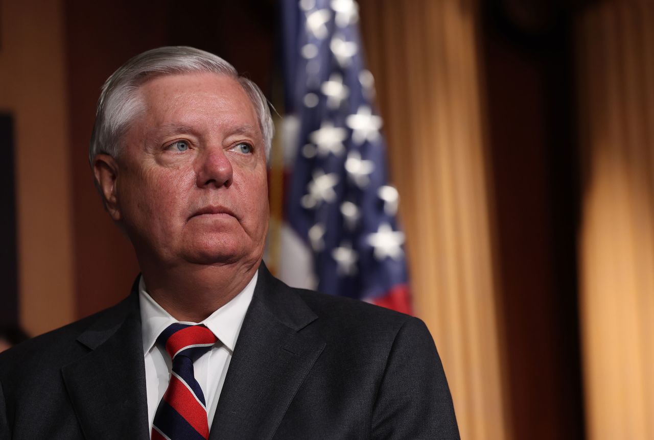 Sen. Lindsey Graham attends a press conference at the US Capitol in December.