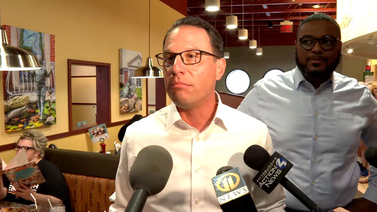 Pennsylvania Gov. Josh Shapiro speaks with the media on Monday, July 22.