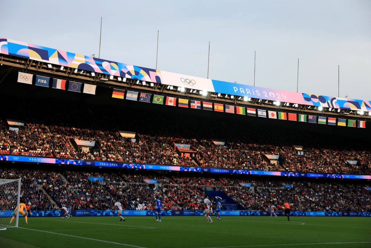 Israel and Paraguay play during a group match at Parc des Princes in Paris on July 27.