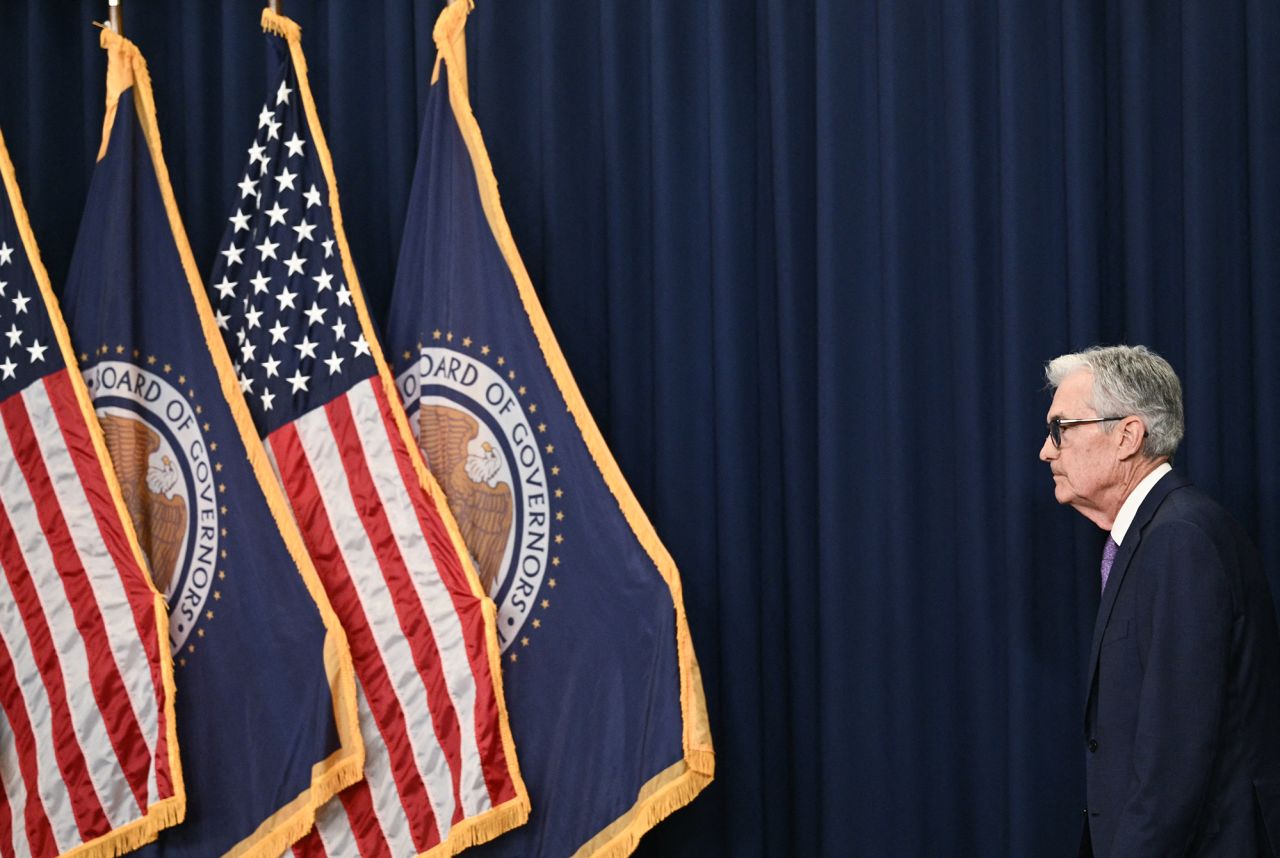 US Federal Reserve Chair Chair Jerome Powell arrives for a press conference following a Monetary Policy Committee meeting at the Federal Reserve in Washington, DC, on June 12, 2024. 