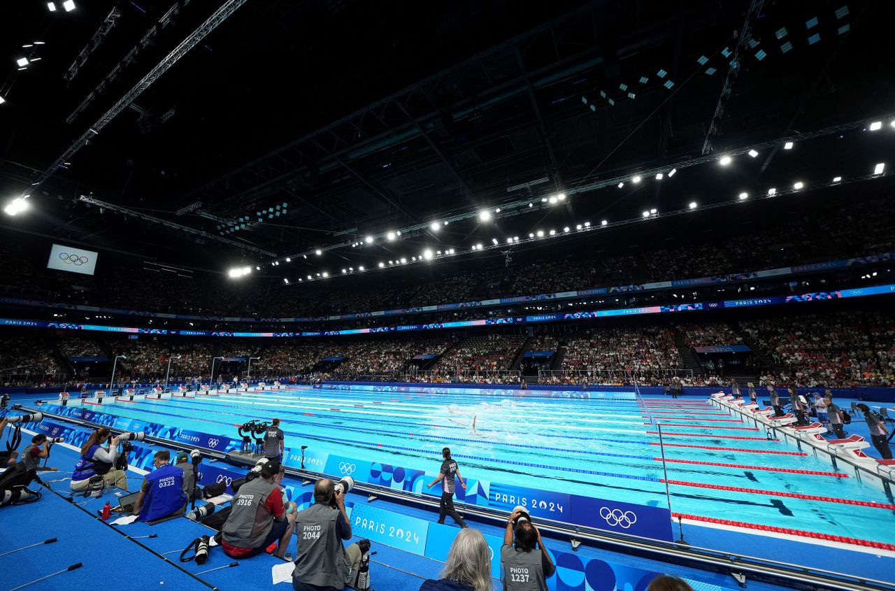 A general view of action at La Defense Arena in Paris on Wednesday.