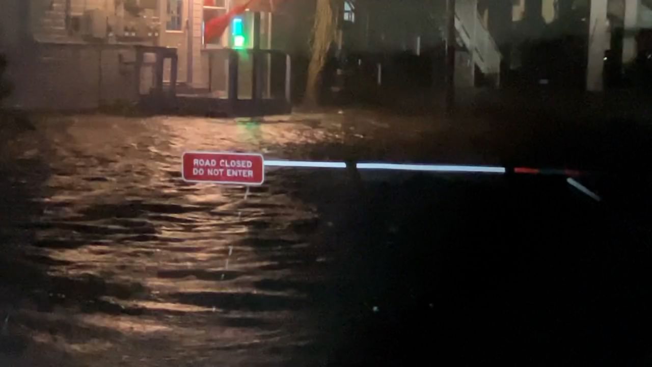 High water levels are seen in Cedar Key, Florida, early on Monday, August 5.