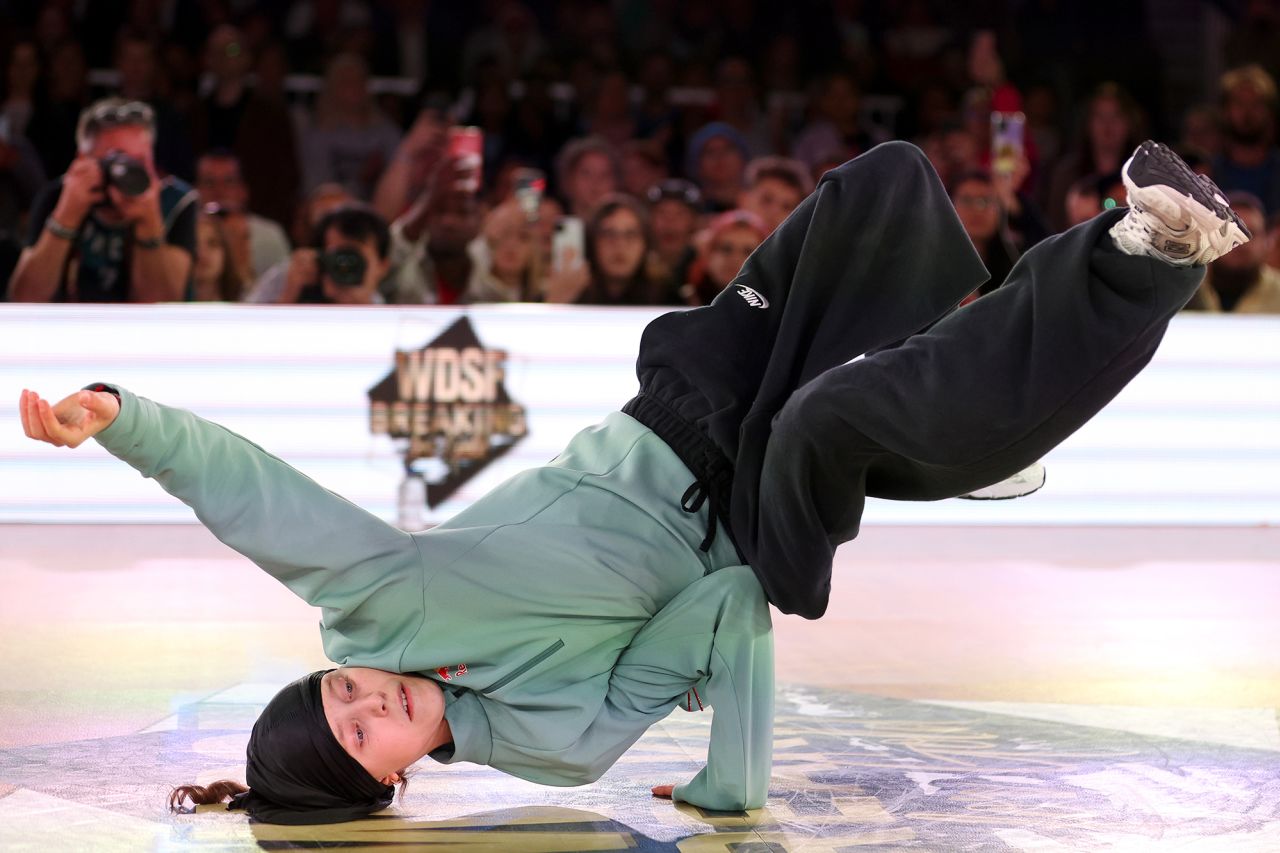 B-Girl Nicka Dominika Banevic of Lithuania competes on her way too winning the gold medal in the WDSF World Breaking Championship 2023 on September 24, in Leuven, Belgium. 