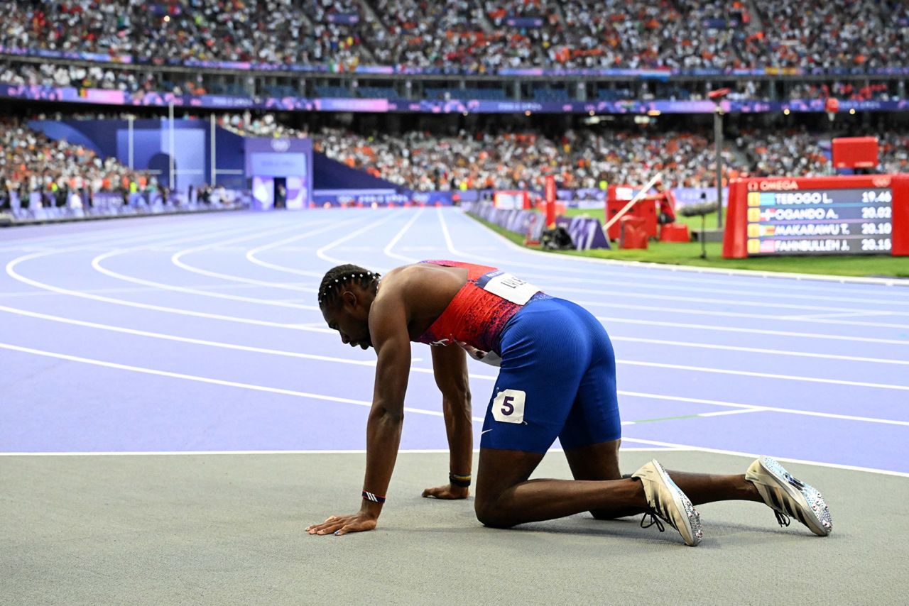 Noah Lyles following the men's 200m final on August 8.