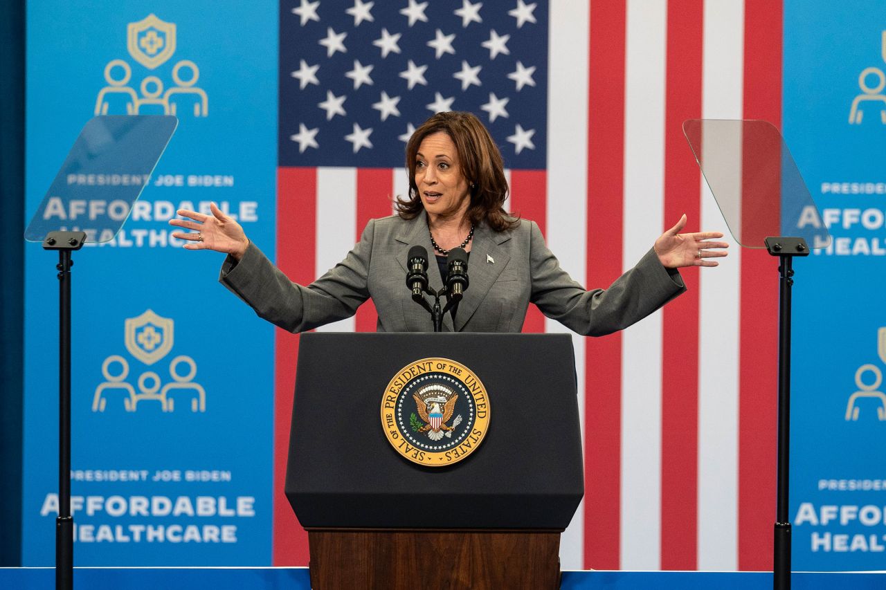 Vice President Kamala Harris speaks at the Chavis community center on March 26 in Raleigh, North Carolina.