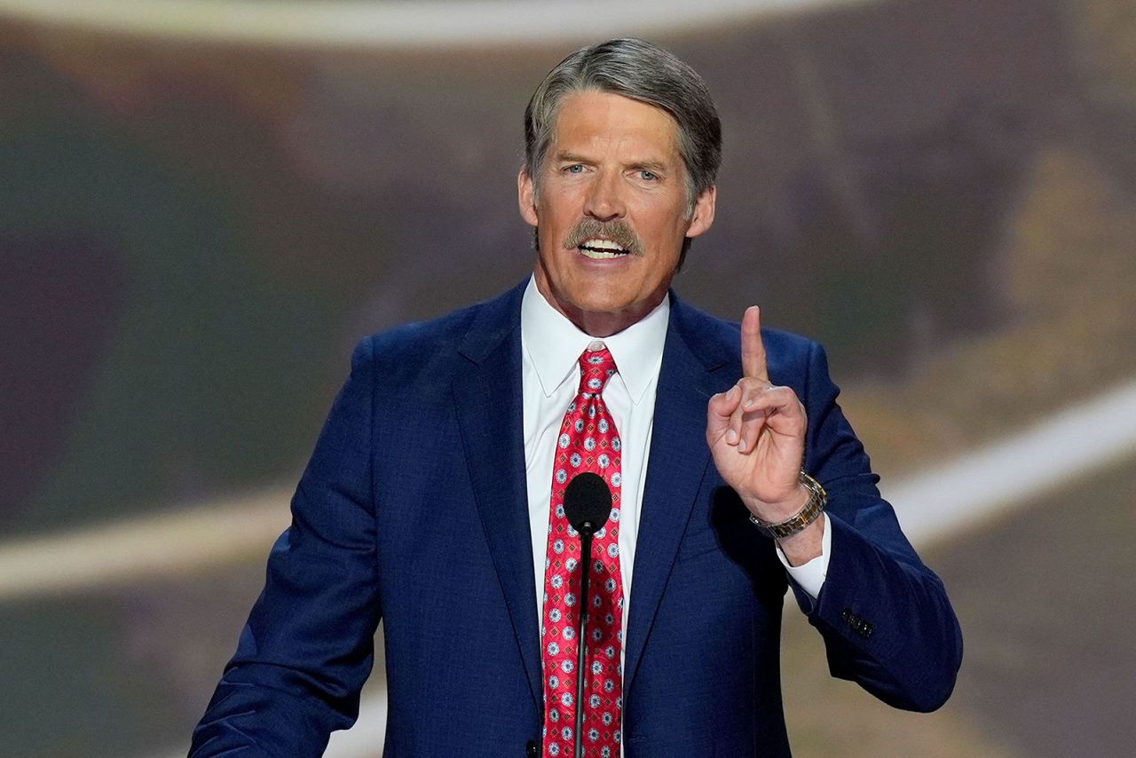 Eric Hovde speaks during the Republican National Convention in Milwaukee, Wisconsin, on July 16.