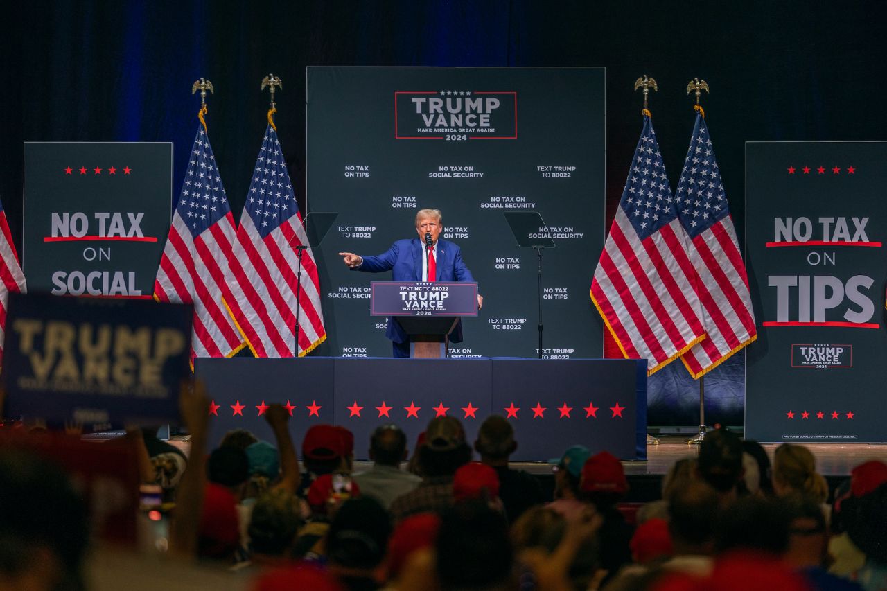 Donald Trump speaks in Asheville, North Carolia, on Wednesday.