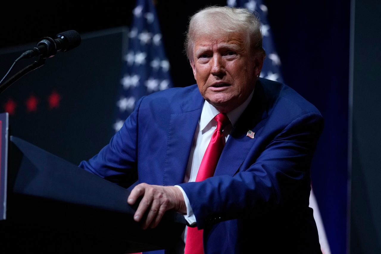 Republican presidential nominee, former President Donald Trump speaks at a campaign rally in Asheville, North Carolina, on August 14. 