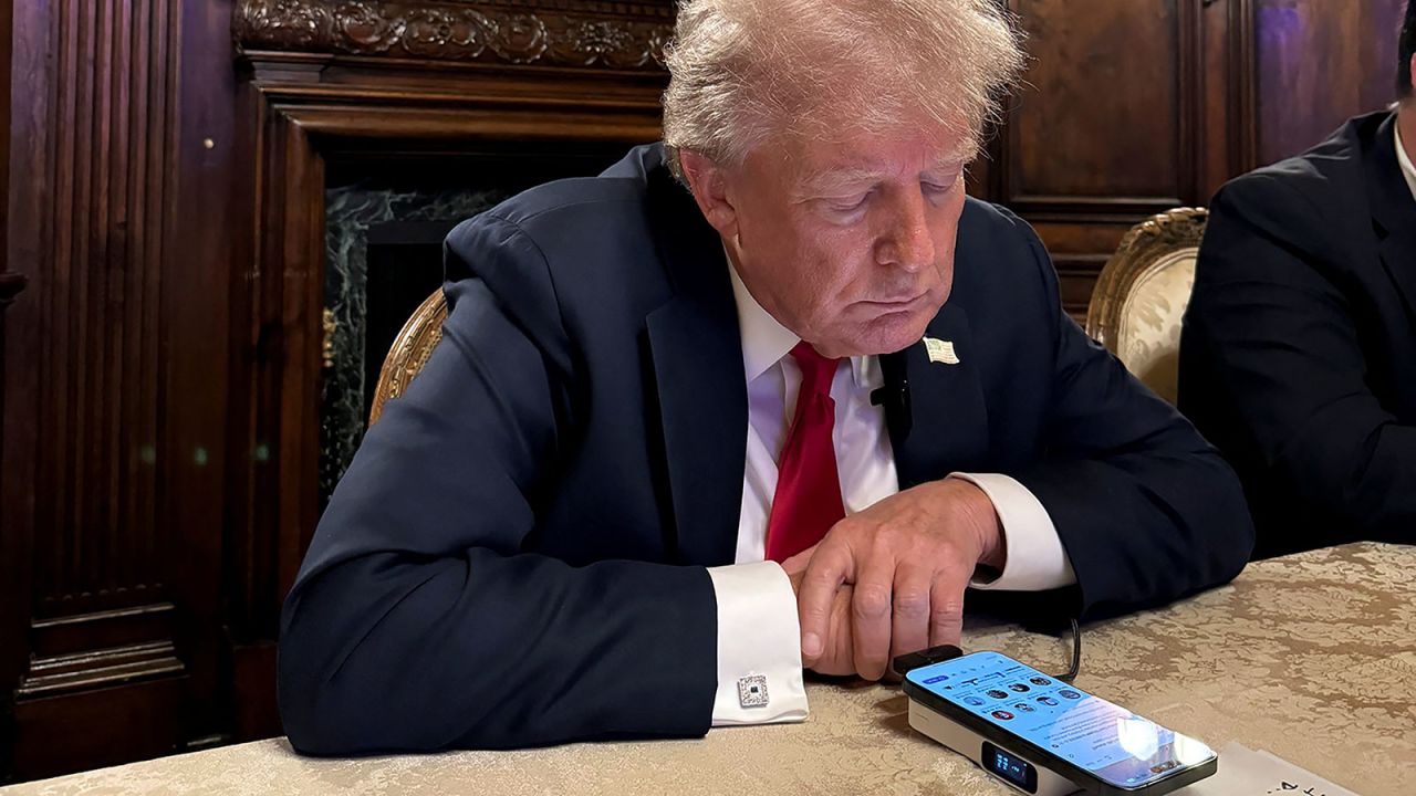 Republican presidential nominee and former President Donald Trump speaks as he participates in an interview with billionaire entrepreneur Elon Musk on the social media platform X, at Mar-a-Lago in Palm Beach, Florida, on August 12, in this picture obtained from social media.