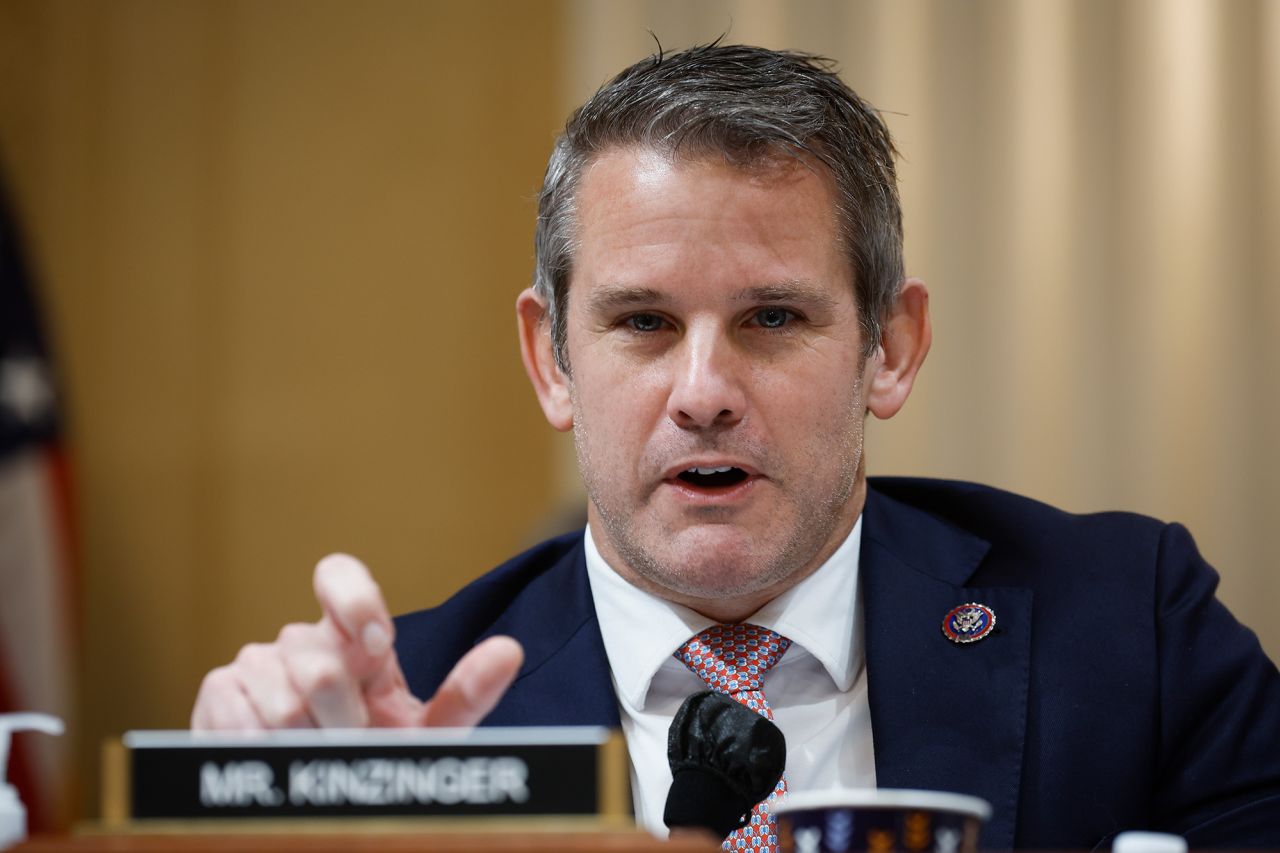 Rep. Adam Kinzinger delivers remarks in Washington, DC in 2022. 