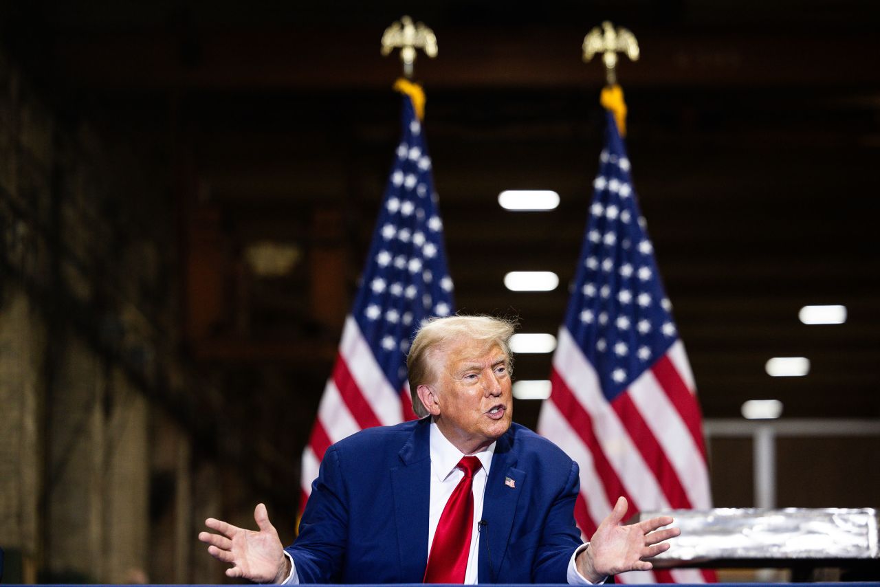 Former President Donald Trump makes remarks during a campaign event in York, Pennsylvania, on August 19. 