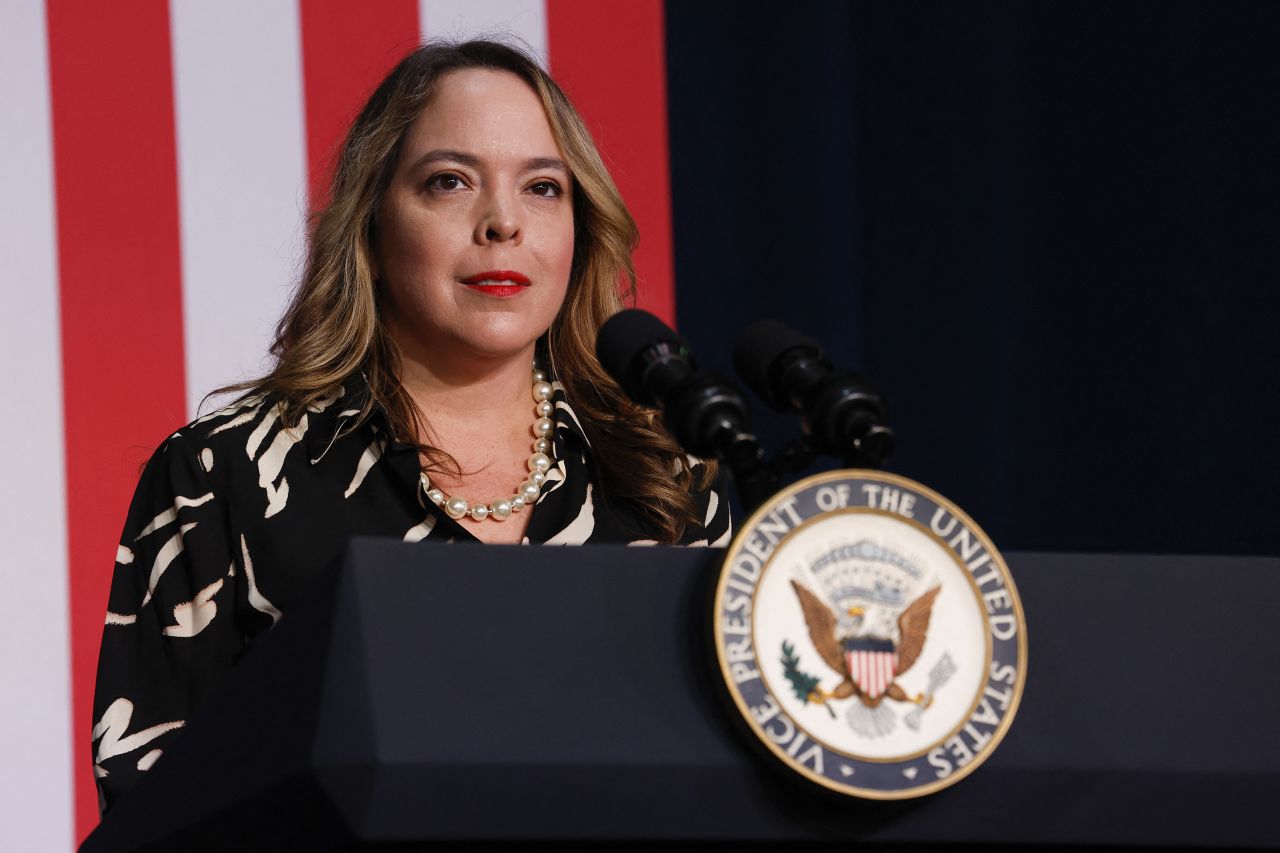 Former Trump national security official Olivia Troye speaks during an event on July 17 in Portage, Michigan.