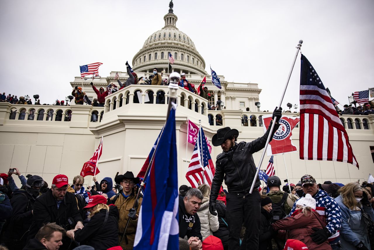 Pro-Trump supporters storm the US Capitol following a rally with former President Donald Trump on January 6, 2021 in Washington, DC.