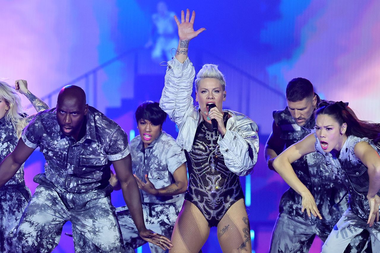 P!NK performs onstage during P!NK The Summer Carnival 2024 - St. Louis at The Dome at America’s Center on August 10, in St Louis, Missouri. 