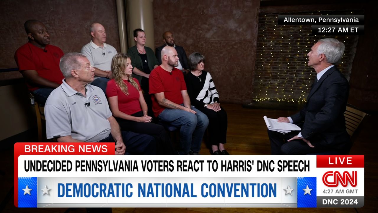 Eight undecided voters from Allentown, Pennsylvania speak with CNN following the end of the Democratic National Convention. 