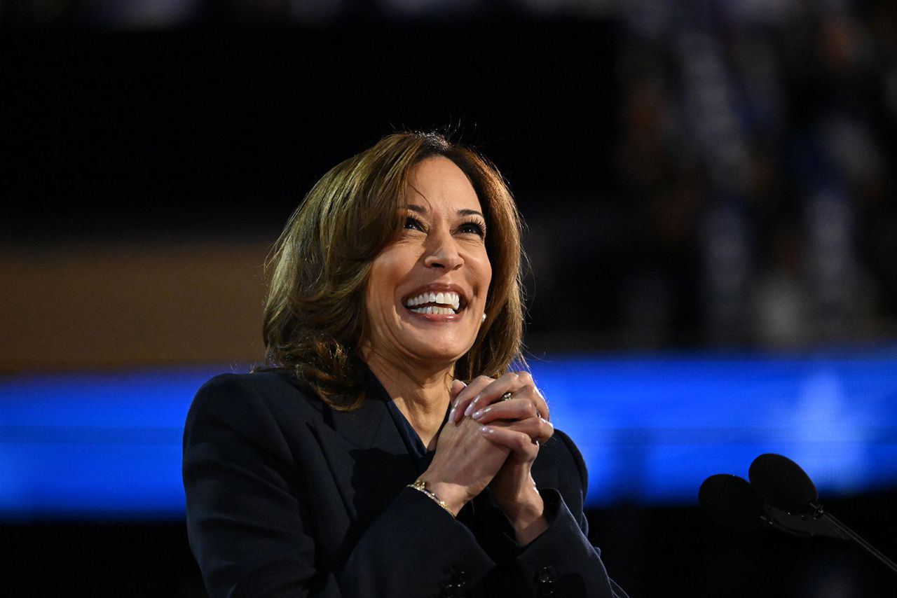 Vice President Kamala Harris speaks during the DNC on Thursday, August 22, in Chicago.