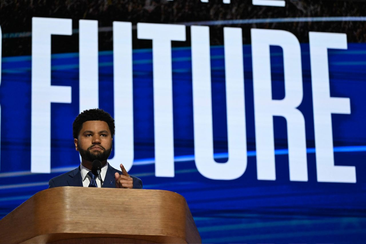 Rep. Maxwell Frost speaks on Thursday, August 22, in Chicago during the DNC.