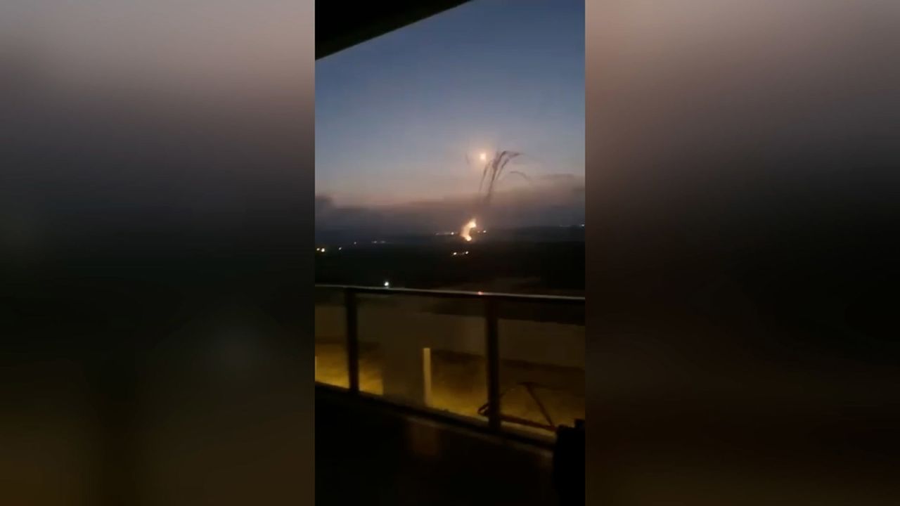 A screengrab taken from a video shows missile interceptions over northern Israel on August 25, 2024.?